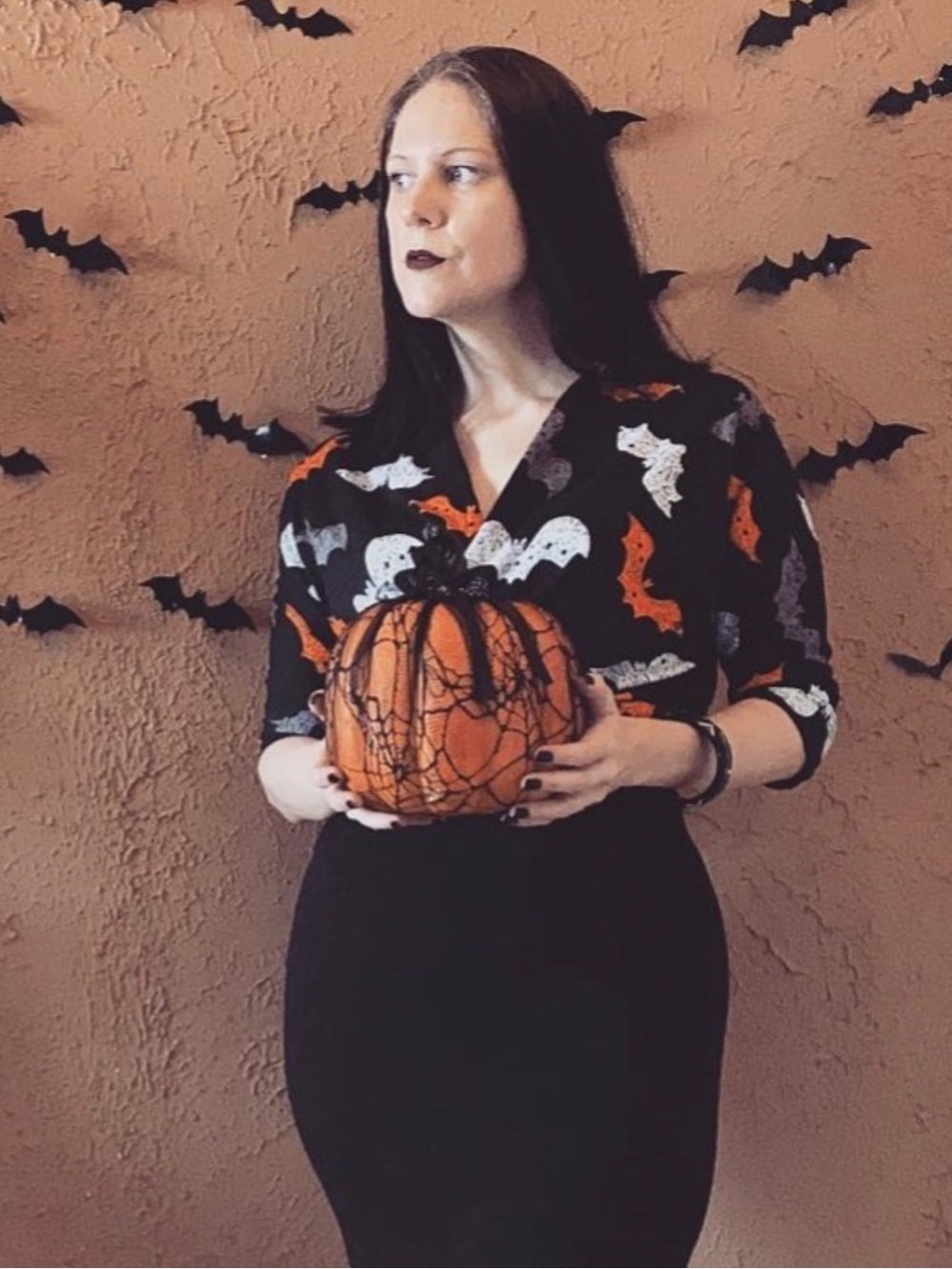 Handmade Halloween Bats Novelty Wrap Top Gertie Blouse